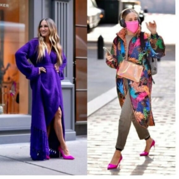 NIB SJP by Sarah Jessica Parker Fawn Satin Pumps EU 39.5 US 9 Pink Candy 100mm - Picture 3 of 16